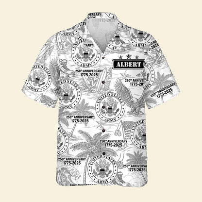 Military Hawaiian Shirt – Personalized 250th Anniversary Gift for Soldiers 04huqn110725