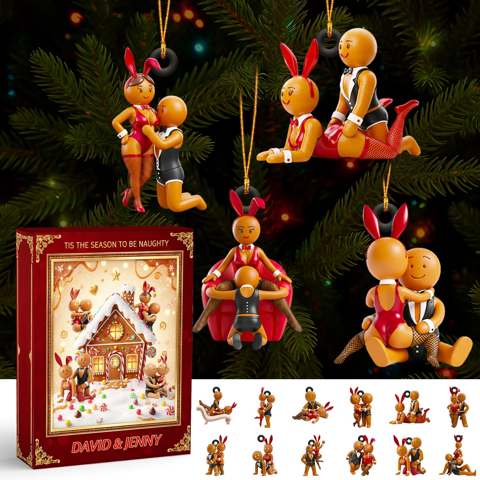 Gingerbread Couple Christmas Advent Calendar Blind Box Personalized Gifts For Couple 03OHDT161025