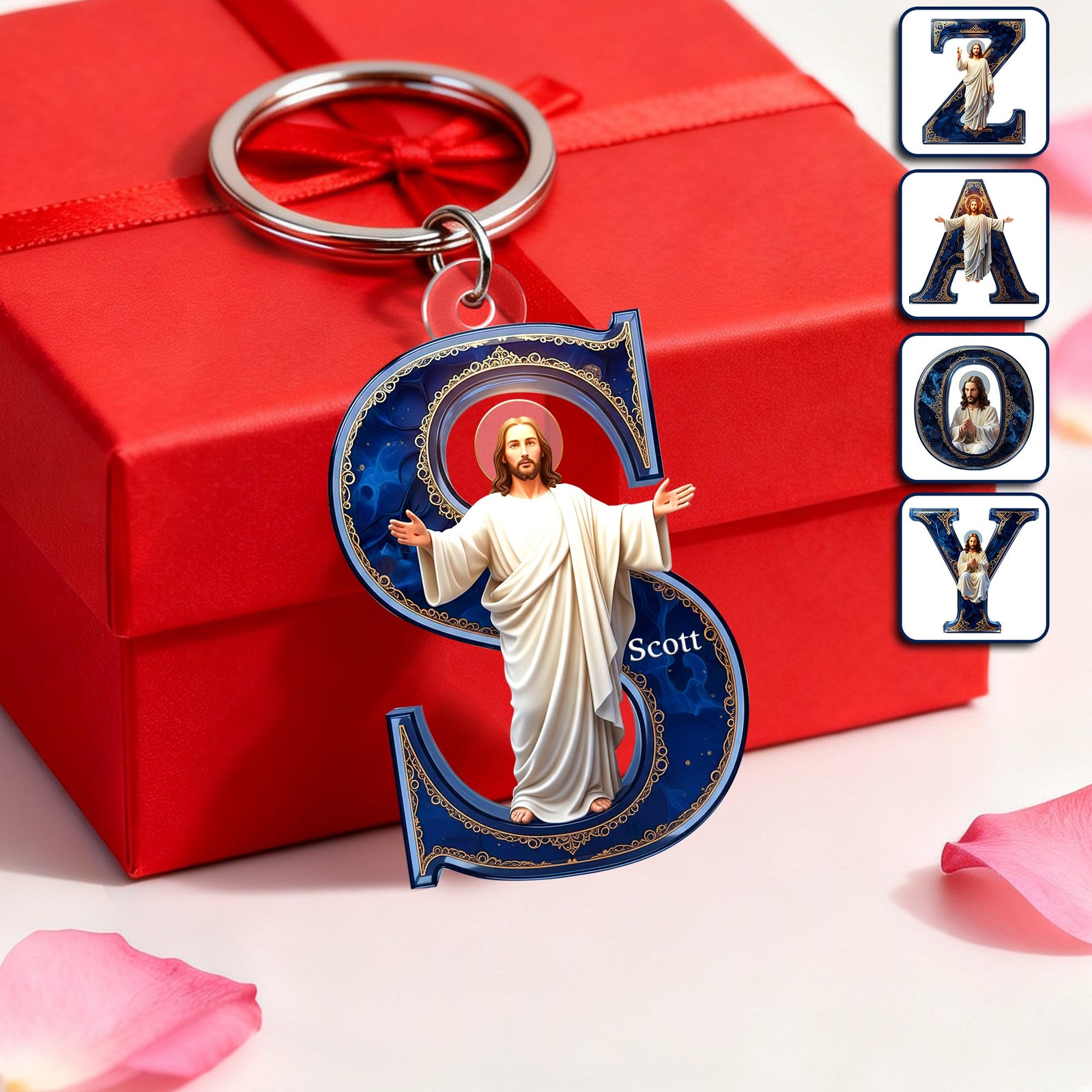 Jesus Christ Devotional Initial Keychain - Personalized Gift For Christian 03HULU300126