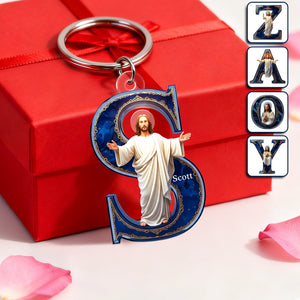 Jesus Christ Devotional Initial Keychain - Personalized Gift For Christian 03HULU300126