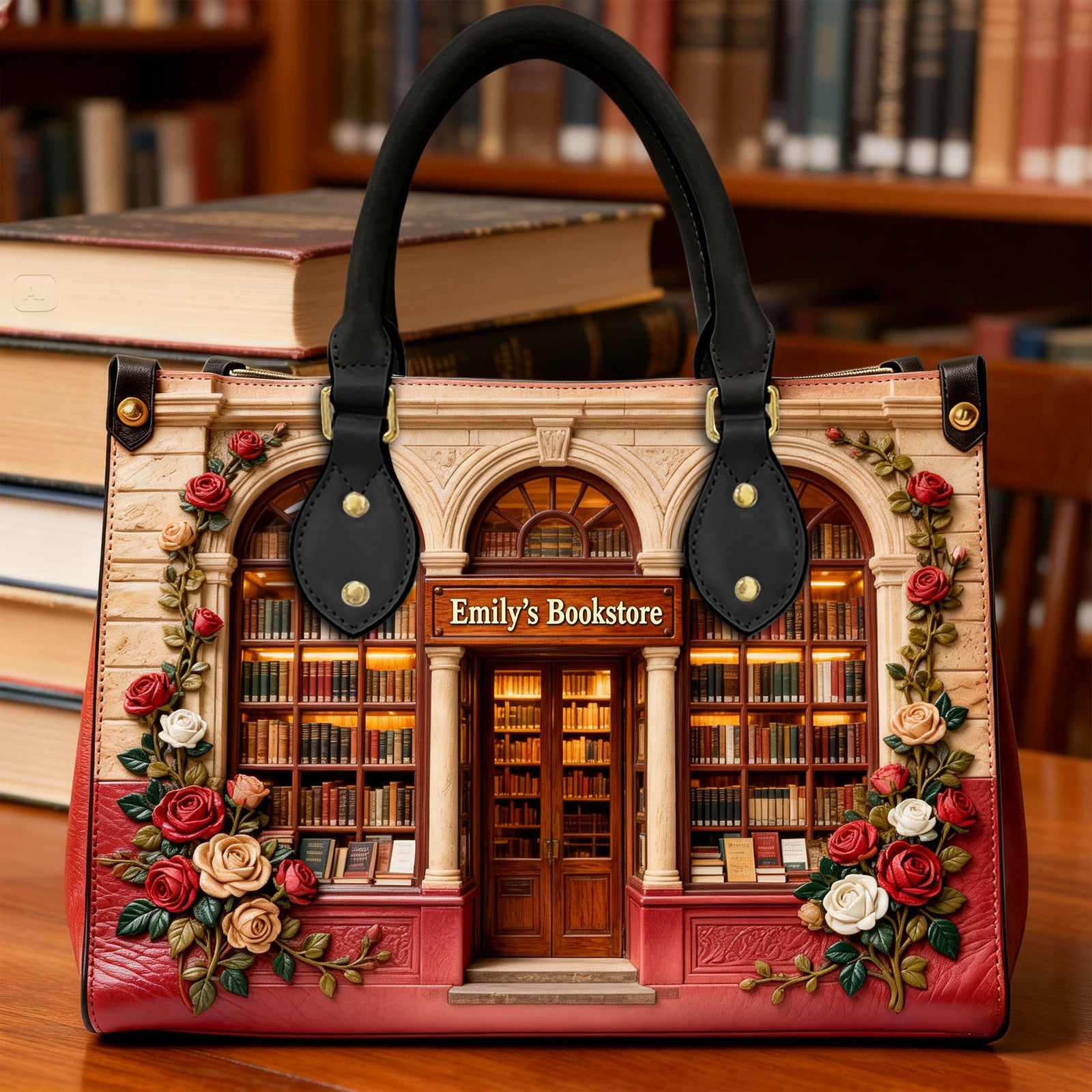 Book Store Theme Leather Bag - Personalized Gifts For Book Lover Leather Bag 02NALU060226