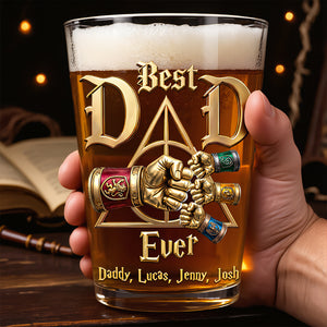 Cheerful Dad & Kids Fist Bump Drinking Glass - Personalized Gift For Dads 02HUDT230526
