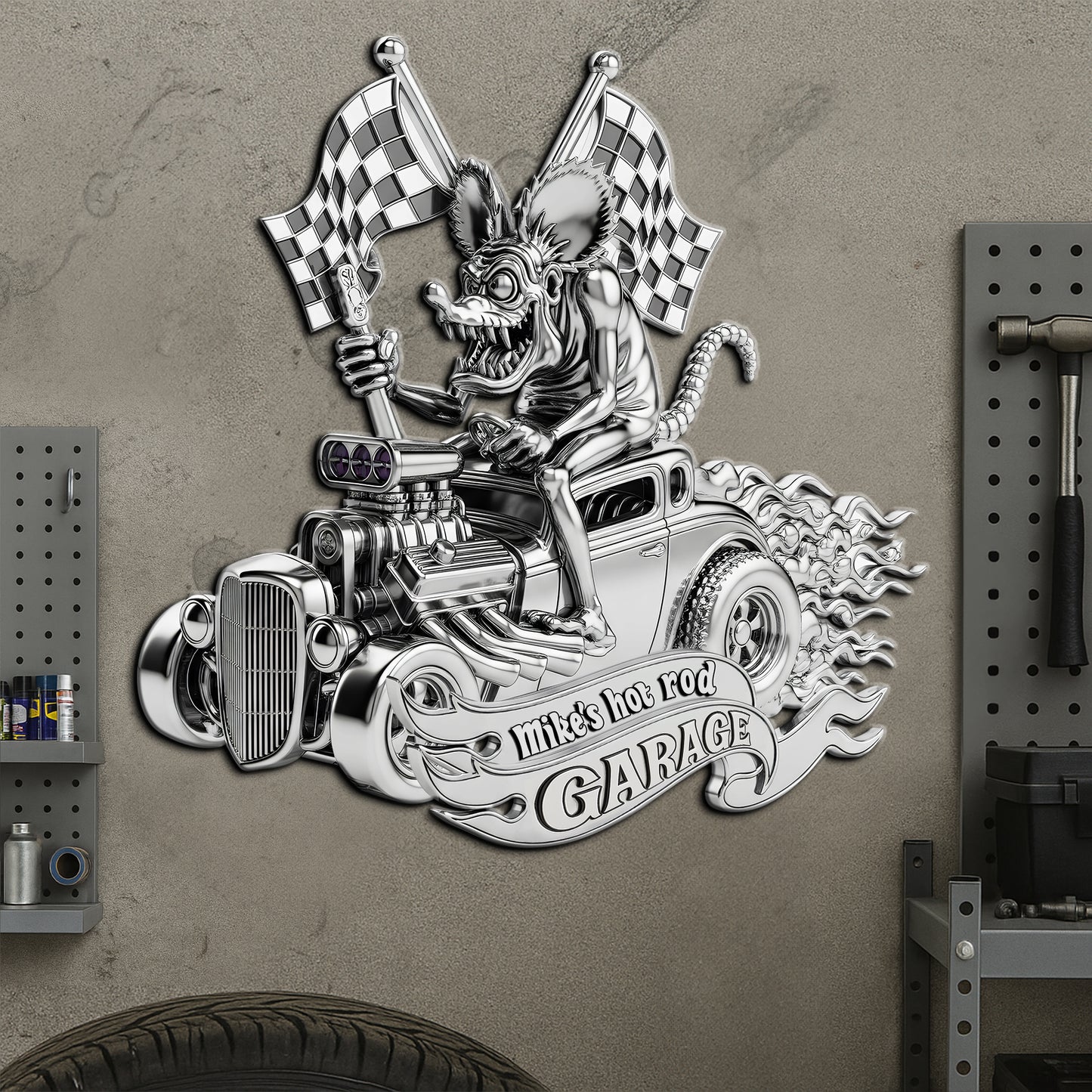 Hot Rod Holiday Metal Sign – Personalized Garage Gifts For Hot Rod Lover 03qhlu180625
