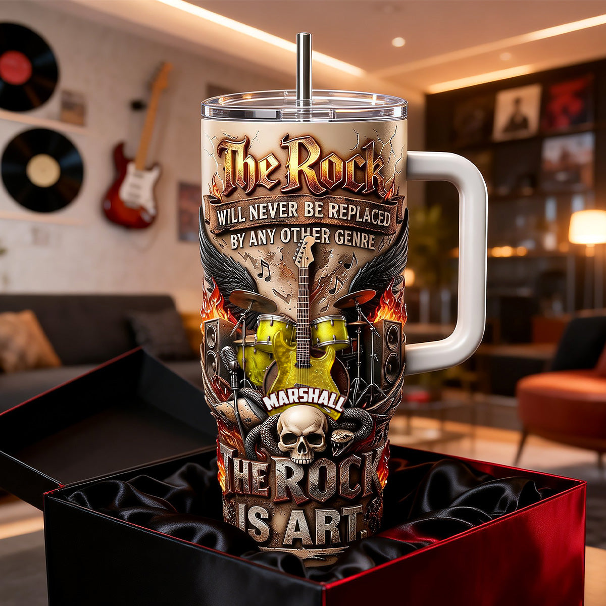 Rock Vibes Skull Music 40oz Tumbler - Personalized Gifts For Rock Lover Tumbler 02PAMG190326