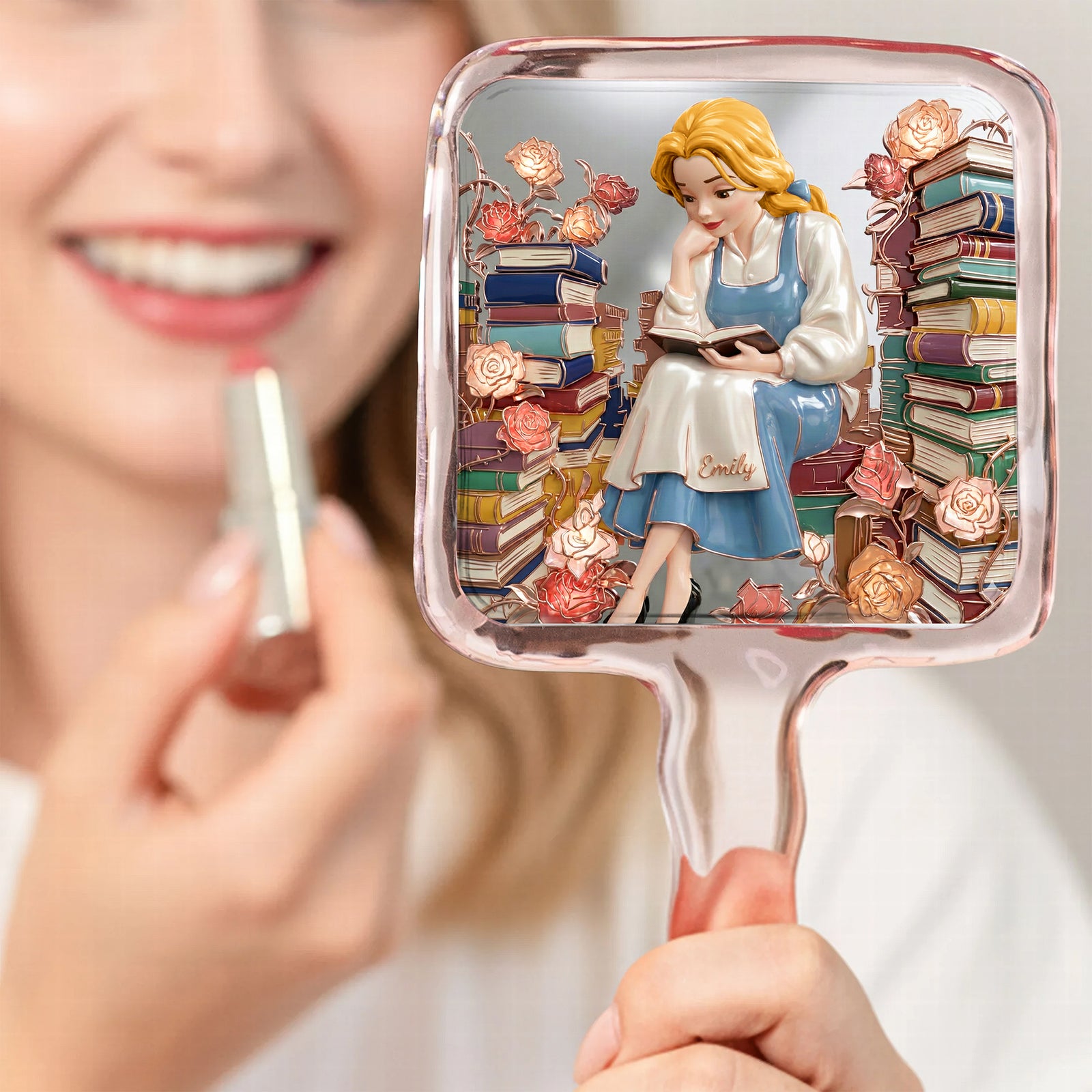 Girl in Books Handle Mirror - Personalized Gifts For Reading Girls 04qhqn031225
