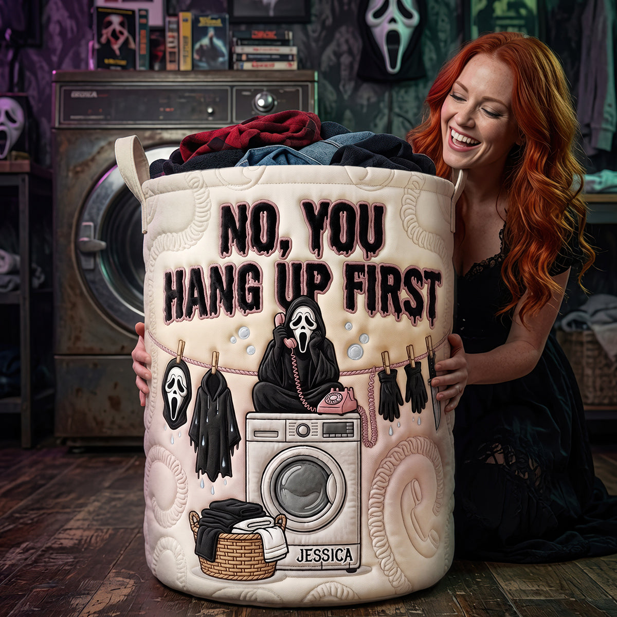 Fun Chatty Quilted Laundry Basket, Personalized Gifts 03qhdt200726