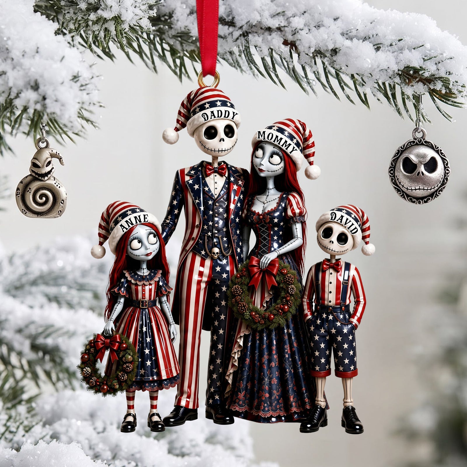 Spooky Patriotic Family Ornament - Personalized Gifts For Family Christmas Ornament 04OHLU220826