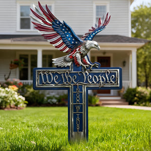 Fierce Eagle On Cross Metal Sign - Gifts For American Christians 02qhdt250226