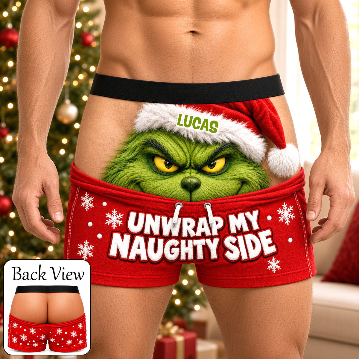 Naughty Christmas Men's Boxers - Personalized Gifts For Him 02ohtn211026