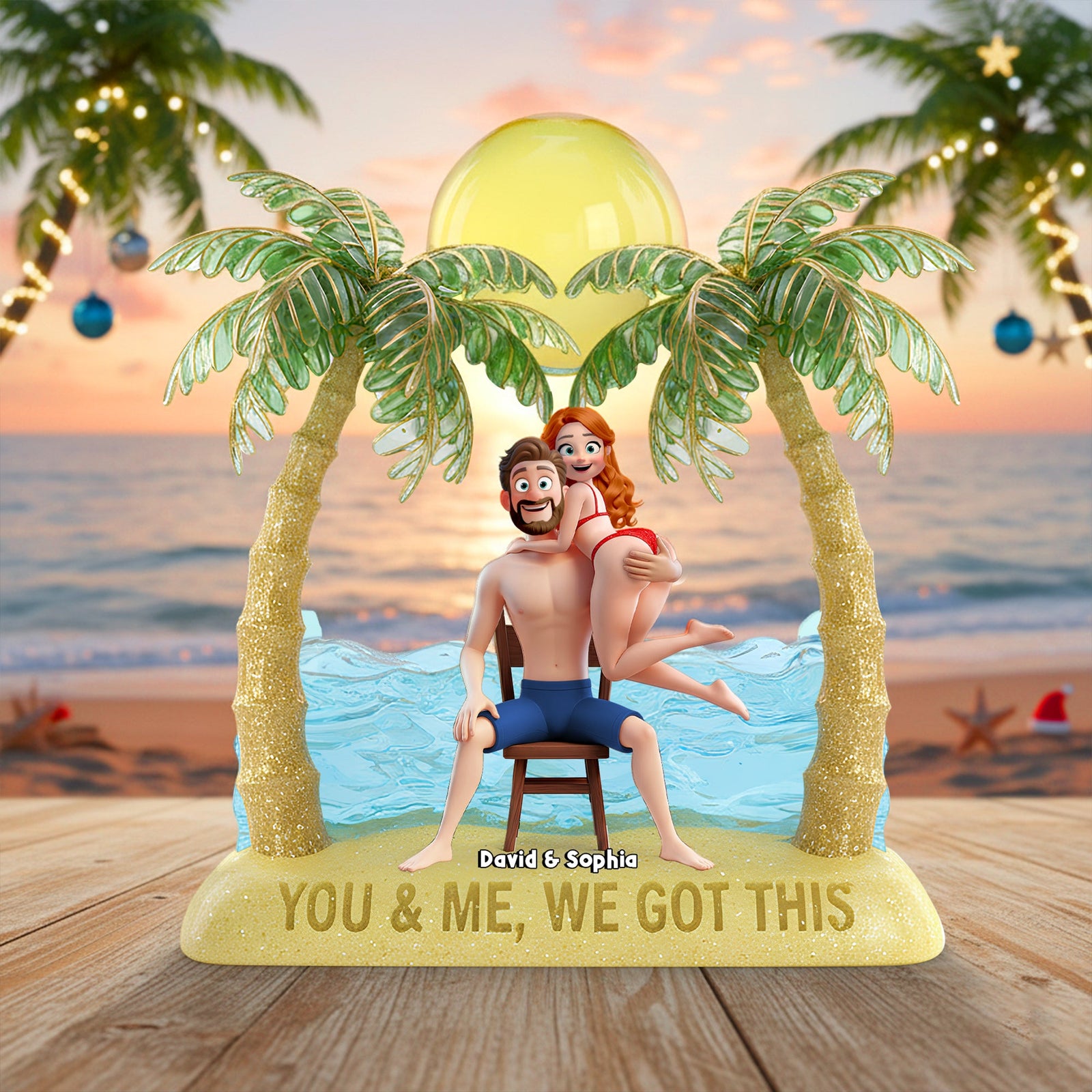 Seaside Romance Couple Acrylic Plaque - Personalized Gifts For Couples 04OHLU111125