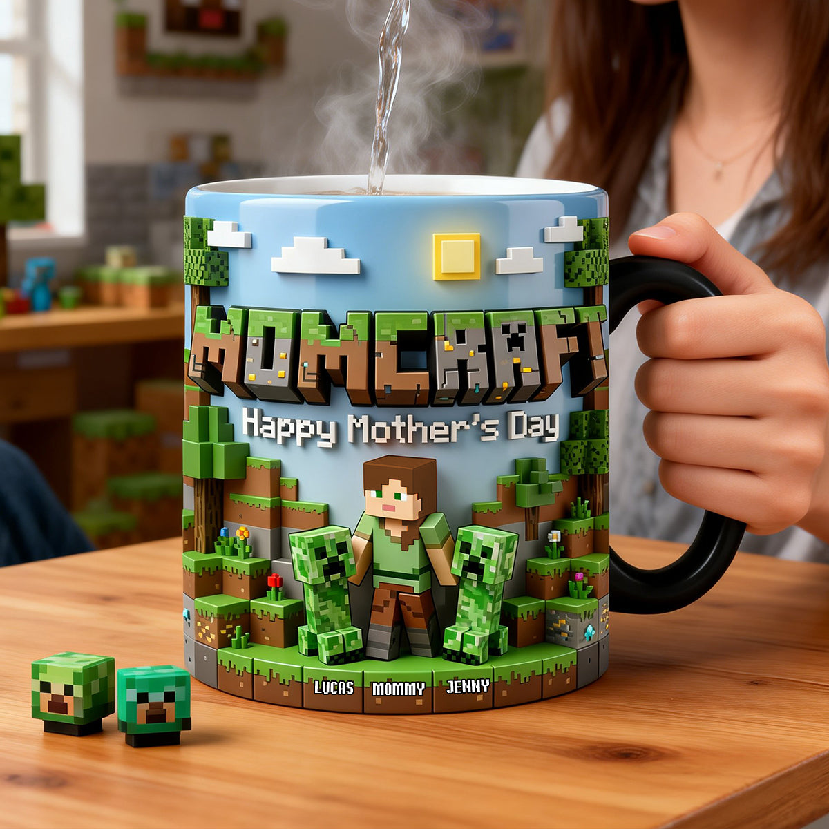 Pixel Mom & Mini Crew Magic Mug -  Personalized Gifts For Mothers 01natn110426