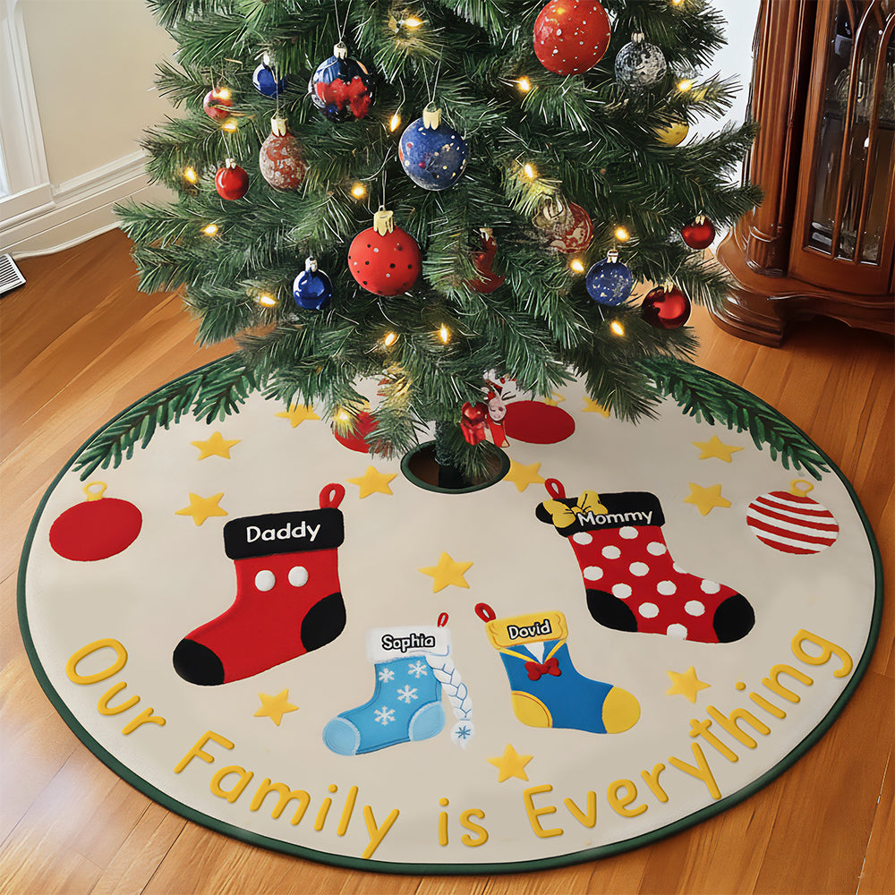 Holiday Stockings Quilted Tree Skirt - Personalized Gifts For Family 04naqn100925
