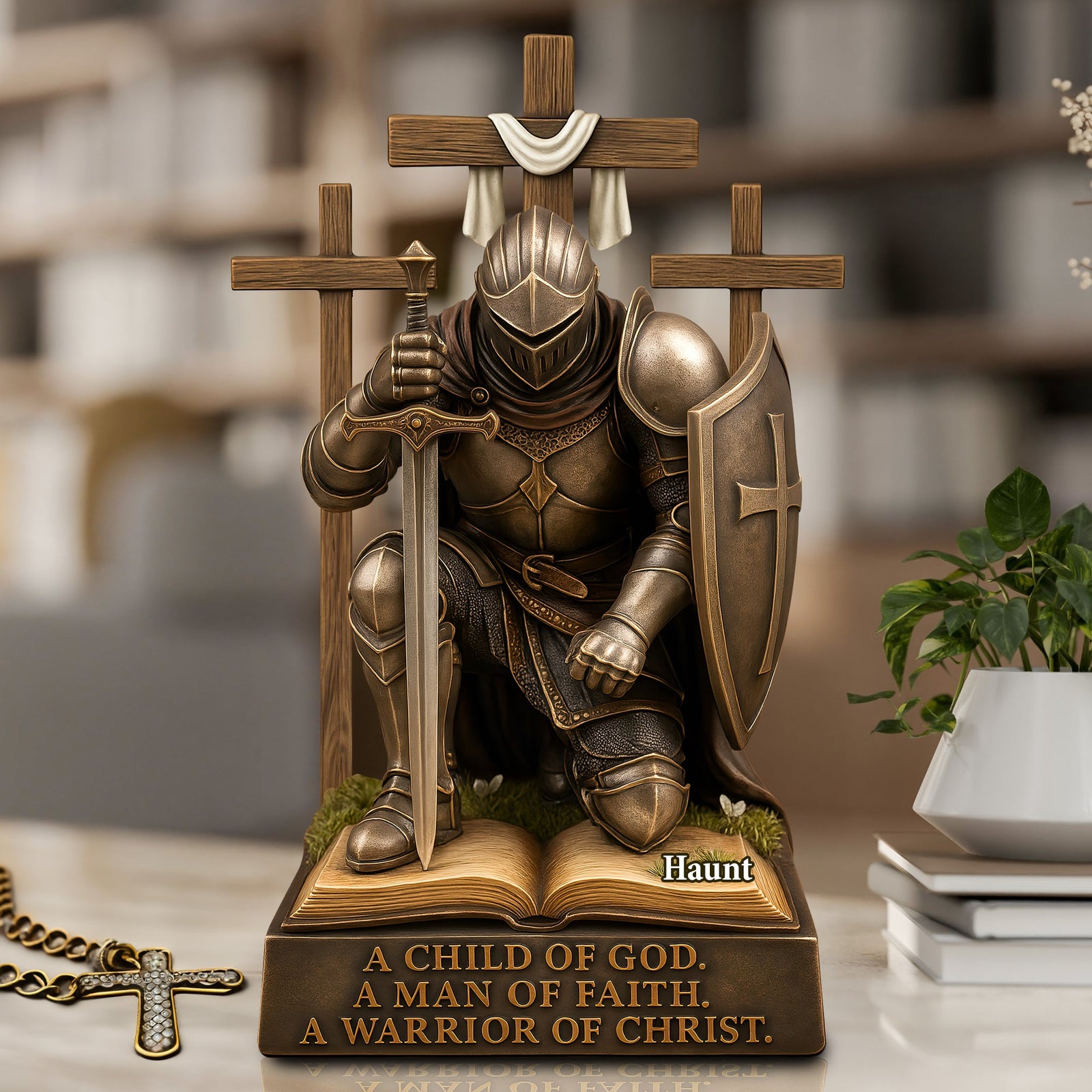 Knight Kneeling Down In Armor Acrylic Plaque - Personalized Gifts For Armor of God 03HULU130525 - Shaped Plaques - GoDuckee