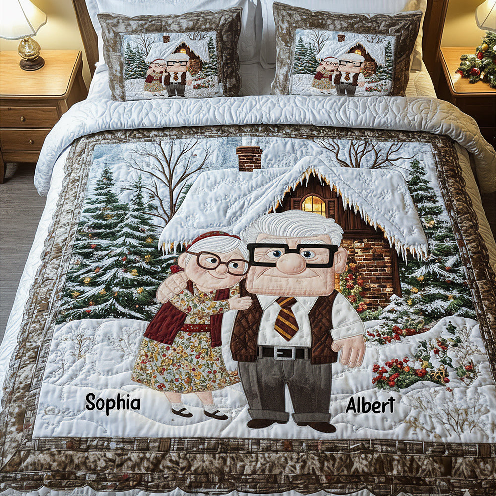 Old Couple Adventure Quilt Bedding Set Special Line - Personalized Gifts For Couple 03naqn060925