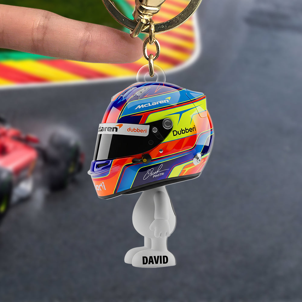 Auto Racing Helmet Personalized Holiday Gifts For Racing Fans Keychain 03natn280725