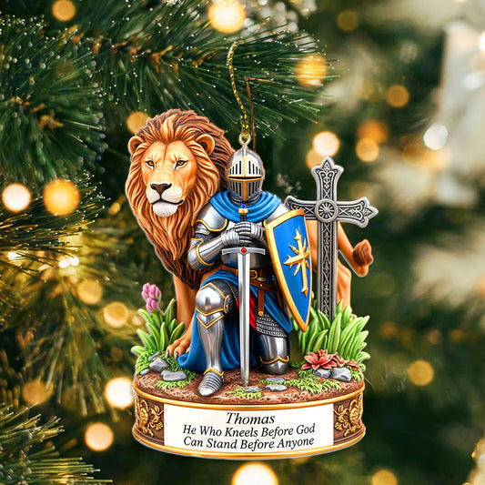 Personalized Gifts For Christmas, Kneeing Knight Acrylic Custom Shape Ornament 03HUMG210825