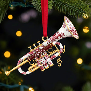 Personalized Gifts - Trumpet Toile de Jouy Christmas Ornament 02pgtn231025
