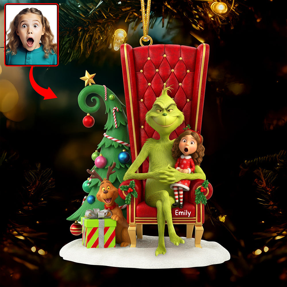 Funny Green Monster Christmas Ornament - Custom Photo Gifts For Kids 03ohqn230925