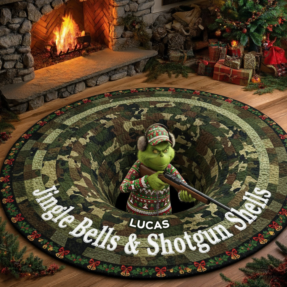 Personalized Christmas Gifts For Hunter Quilted Round Mat 04tgtn041025