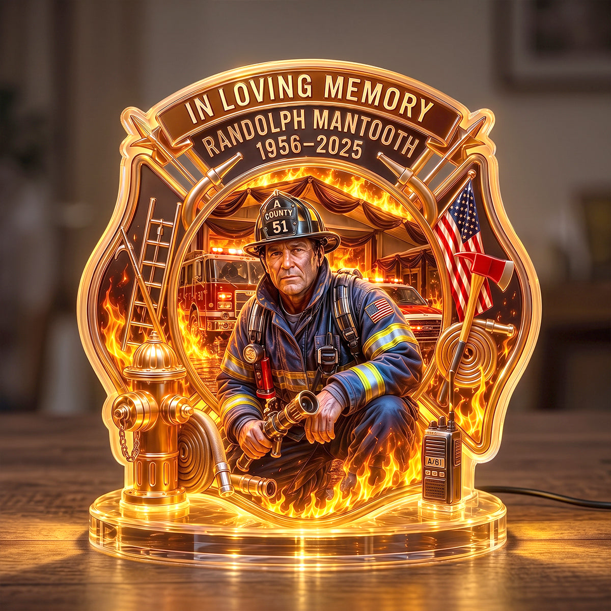 Firefighter Hero In Heaven Light Box - Personalized Keepsake To Remember Departed Firefighter 04QHTN270726