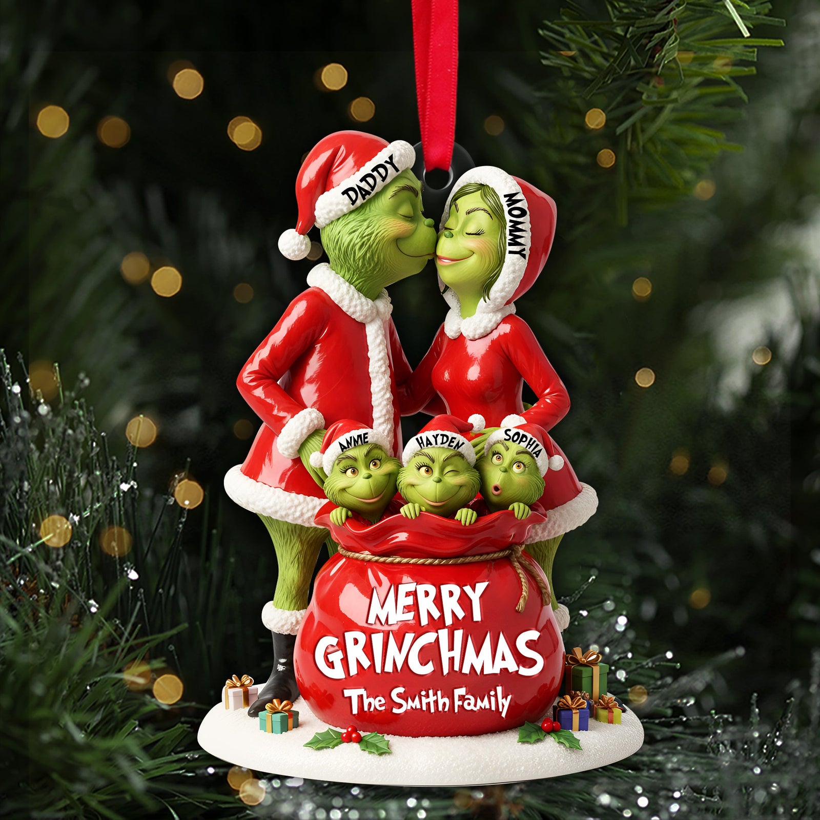 Festive Family Love Ornament - Personalized Christmas Gift For Family 02NALU150925