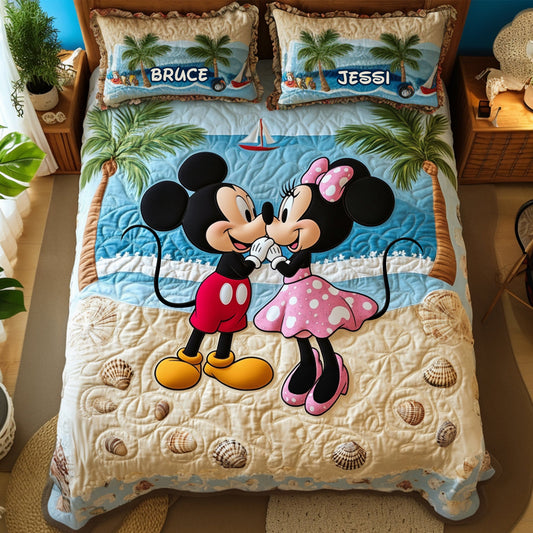 Romantic Couple At The Beach Quilt Bed Set - Personalized Gifts For Couple 07TGLU170725