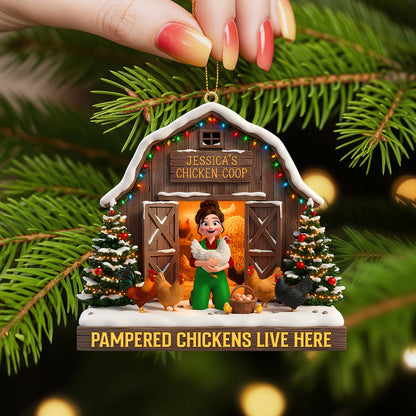 Personalized Gifts For Farmers Christmas Chicken Coop Ornament 04natn190925