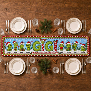 Grandkids Christmas Table Runner - Personalized Gifts For Grandma 02HUTN031026