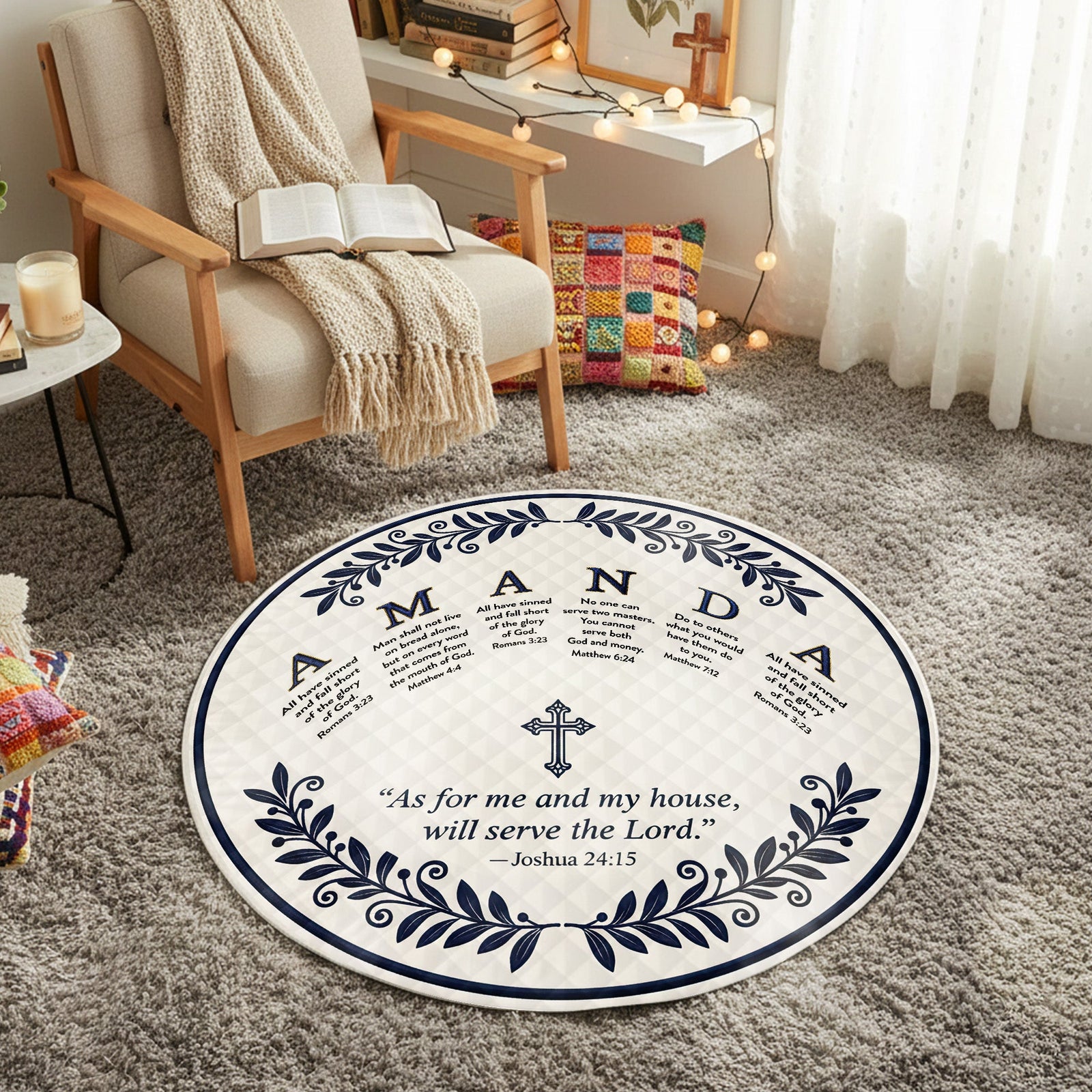 Personalized Chrismas Gifts For Christian Family Quilted Round Mat 01humg211025 - Doormat - GoDuckee