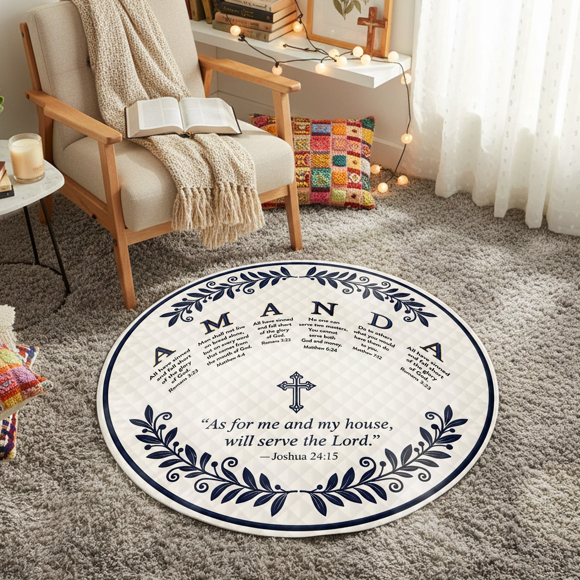 Personalized Chrismas Gifts For Christian Family Quilted Round Mat 01humg211025 - Doormat - GoDuckee
