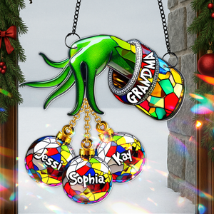Green Christmas Bauble Suncatcher - Personalized Gifts For Grandma 08TGLU140825