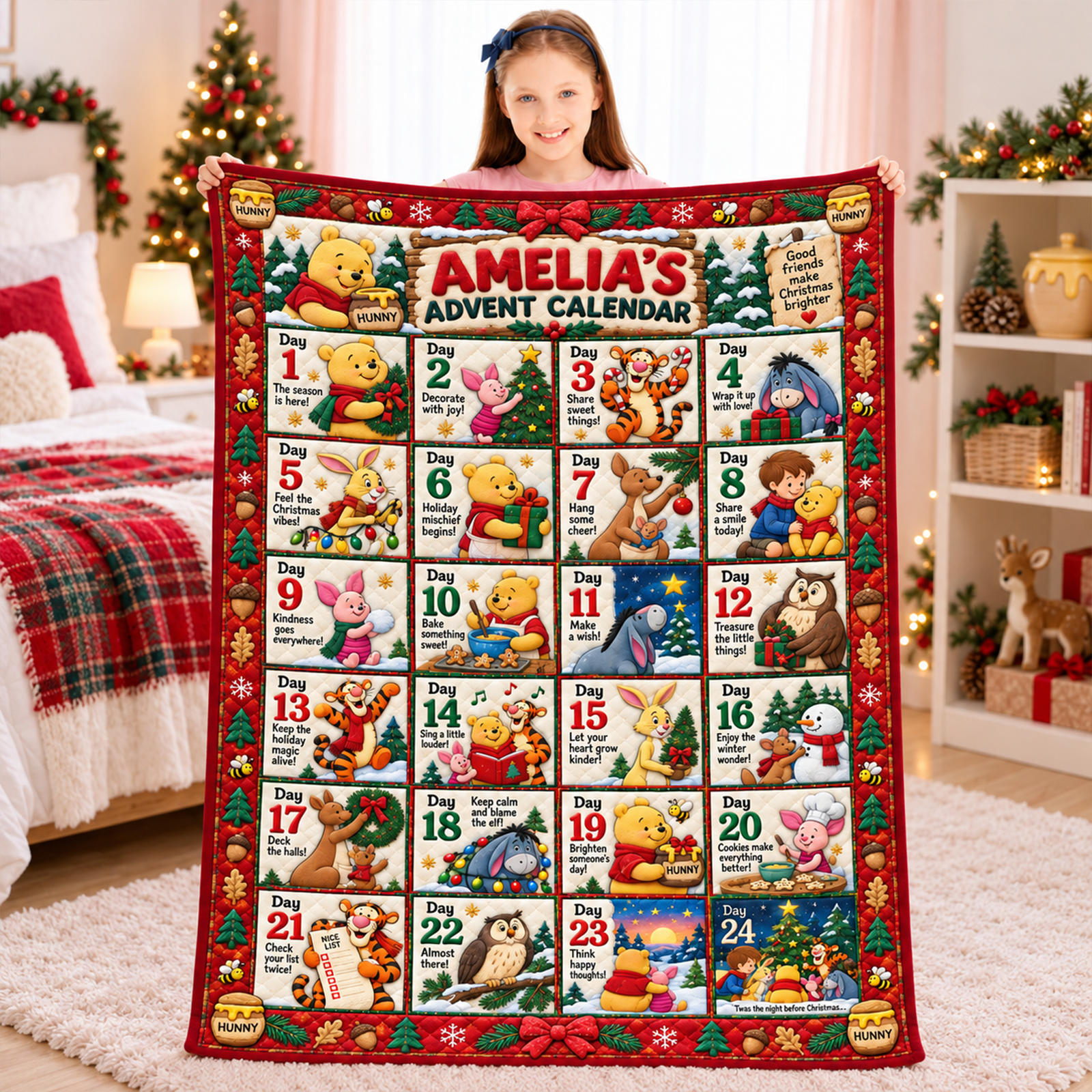 Lovely Advent Calendar Blanket - Personalized Christmas Gifts 01paqn091026