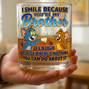 Funny Sibling Round Glass - Personalized Gifts For Brothers 03NADT100626
