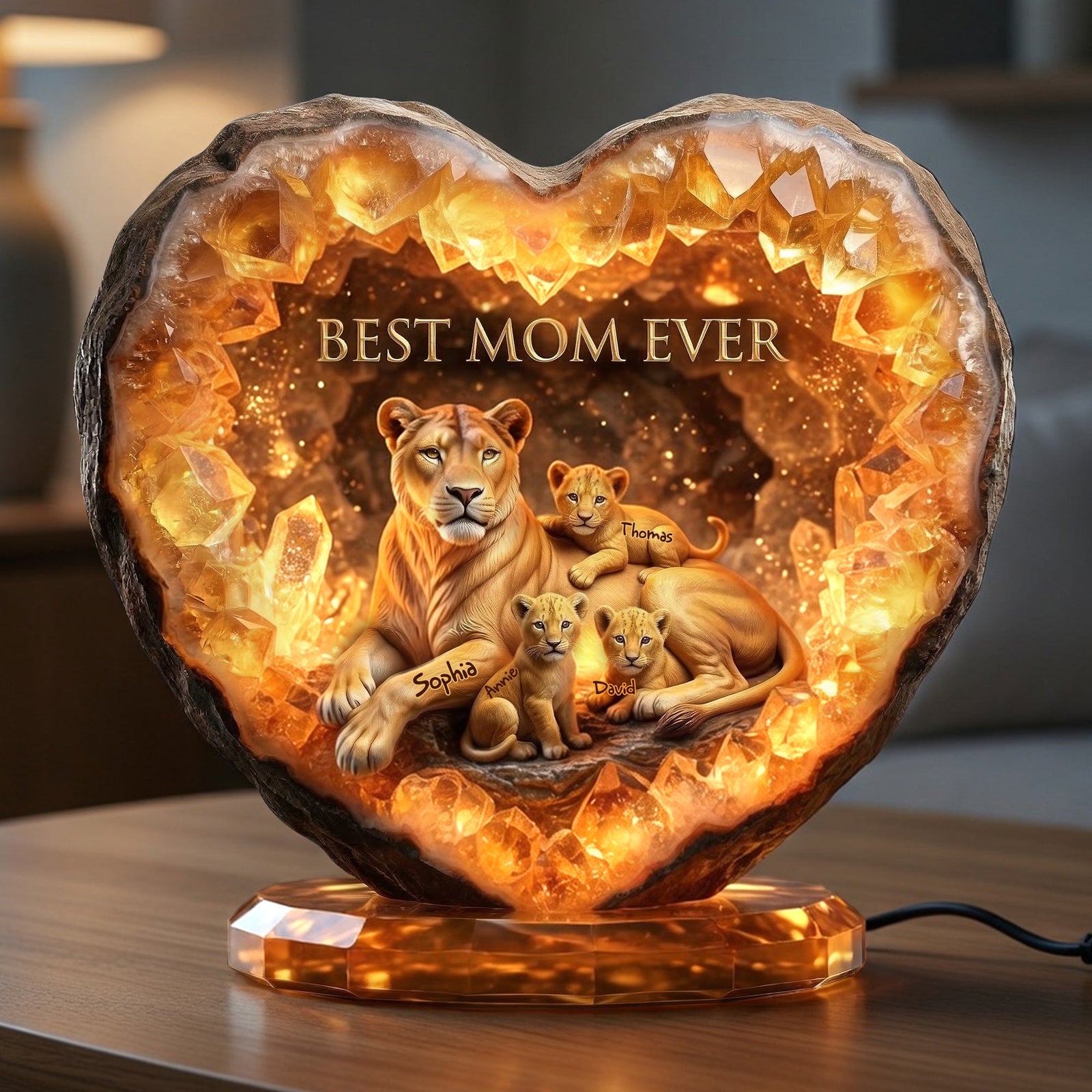 Best Lion Mom Ever Acrylic Light Box - Personalized Gifts For Moms 02nalu180326
