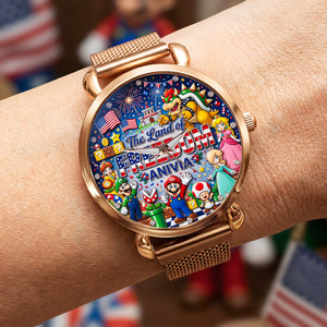 The Land Of Freedom Mesh Strap Quartz Watch - Personalized Gifts For Patriots 02pata060626