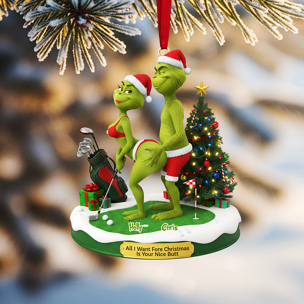 Personalized Gifts For Christmas, Golf Couple Naughty Acrylic Ornament 02ohta300925