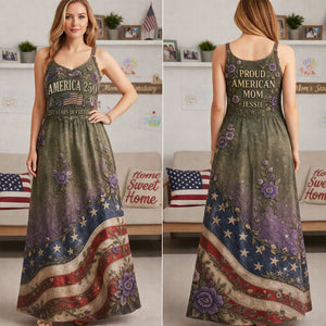 Proud American Mom - Celebrated America 250th Anniversary Suspender Maxi Dress - Personalized Gifts For Moms 04toqn070426