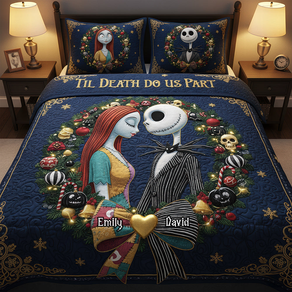 Spooky Love Quilt Bedding Set - Personalized Gifts For Couple 01hyqn111025