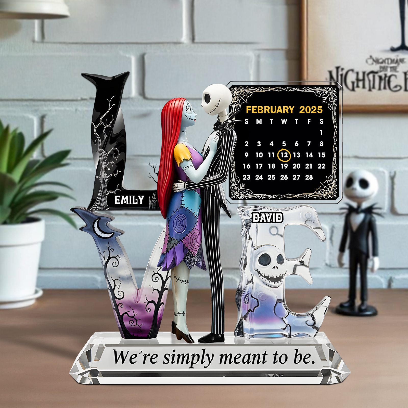 Romantic Skull Couple Acrylic Plaque Personalized Anniversary Gifts 06topu260625