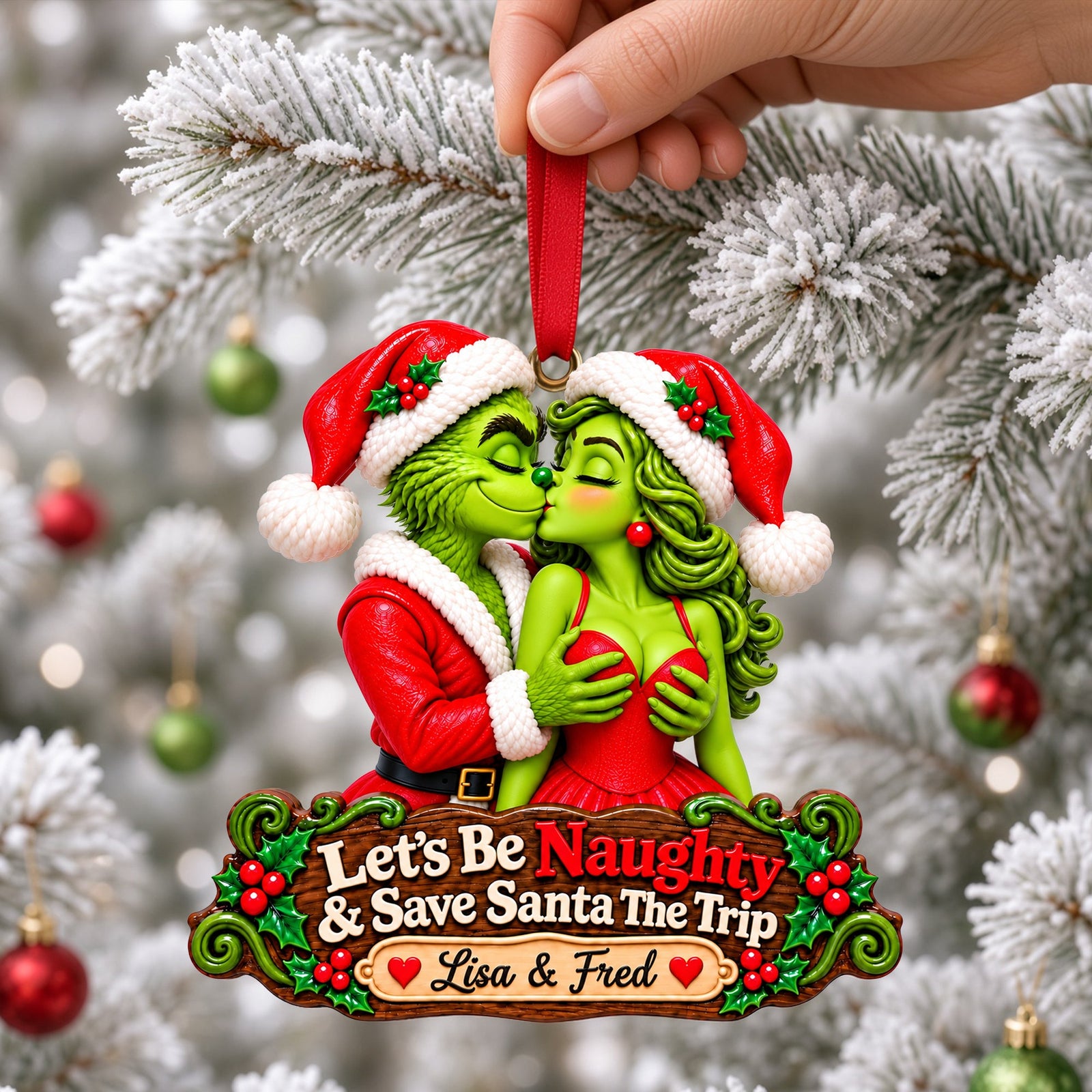 Mischievous Couple Christmas Ornament - Personalized Gifts For Couple 07tylu300926