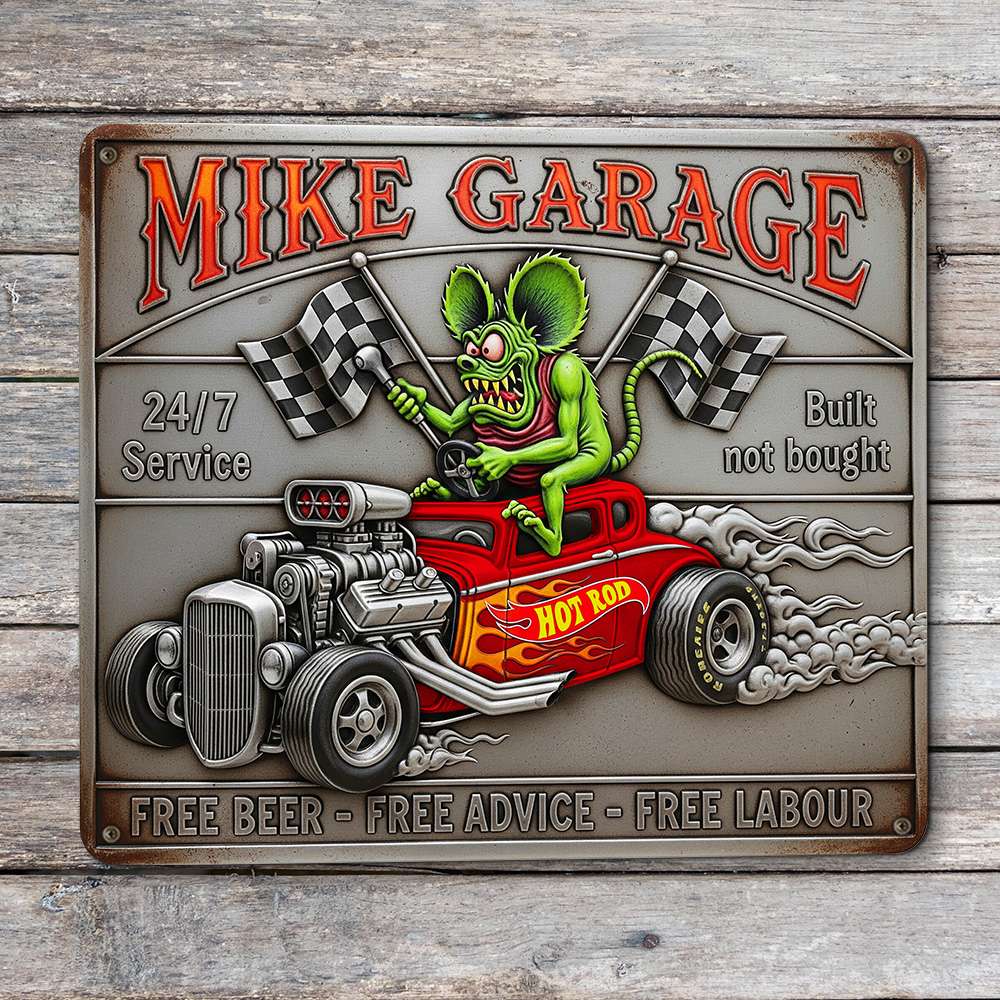 Personalized Gifts For Hot Rod Lover Metal Sign, Hot Rod Garage 01QHTN280625