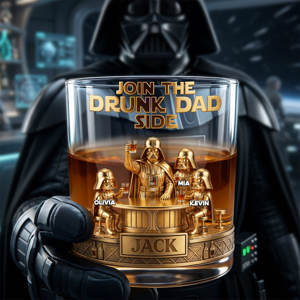 Cosmic Dad and Kids Round Glass - Personalized Gifts For Dad 04ohta210526