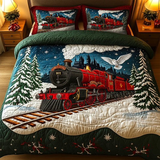 Train Christmas Quilt Bedding Set 01NATN060925