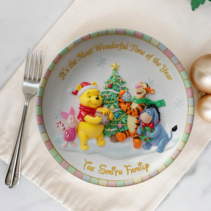 Wonderful Time Round Plate -  Personalized Christmas Gift For Family 03PGLU171025