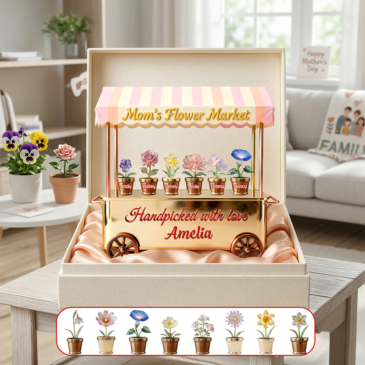 Birthmonth Flowers Mom And Kids Acrylic Plaque - Personalized Gifts For Mother's Day Plaque 03KIMG110326