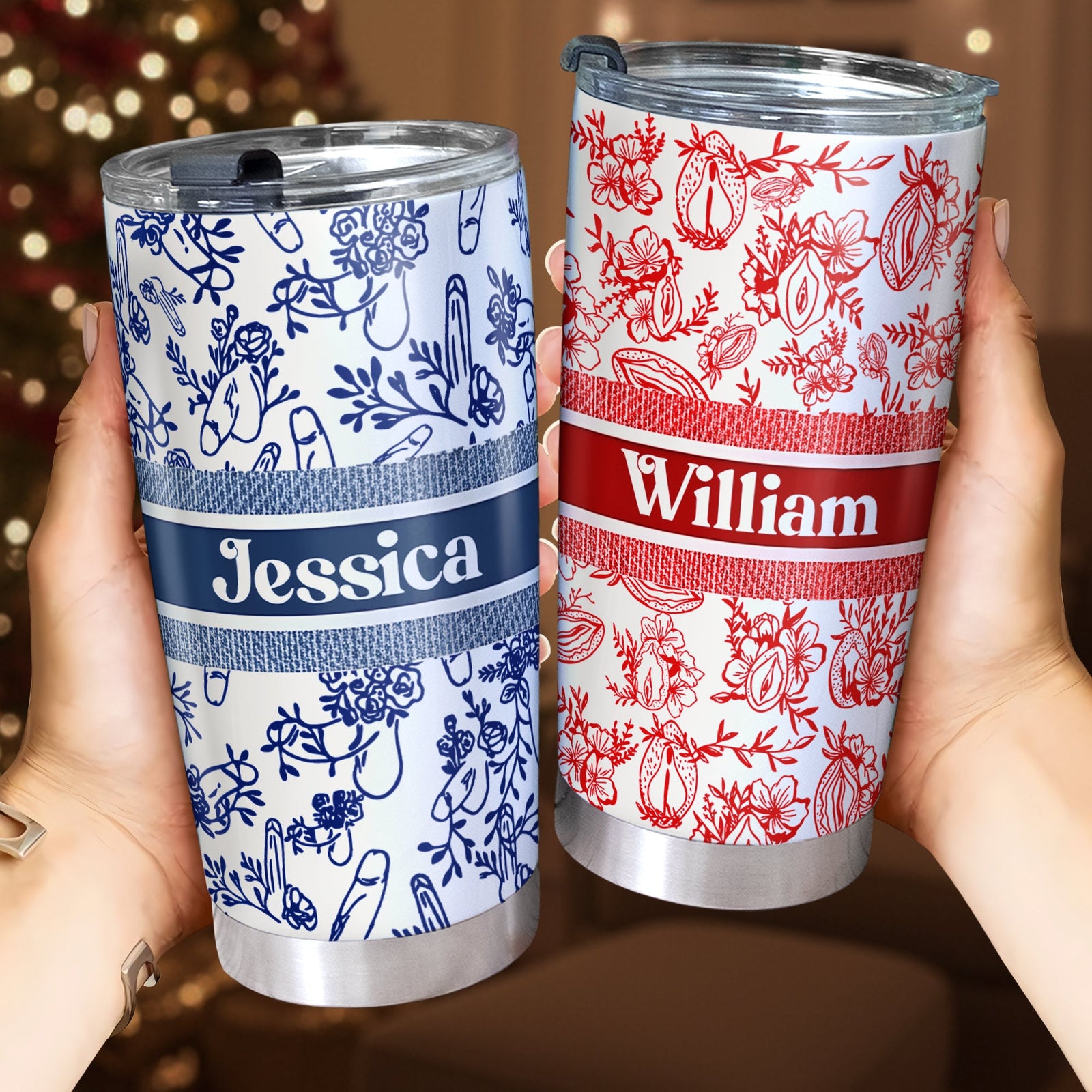 Playful Pattern Tumbler - Personalized Gifts For Couples 02LALU281025