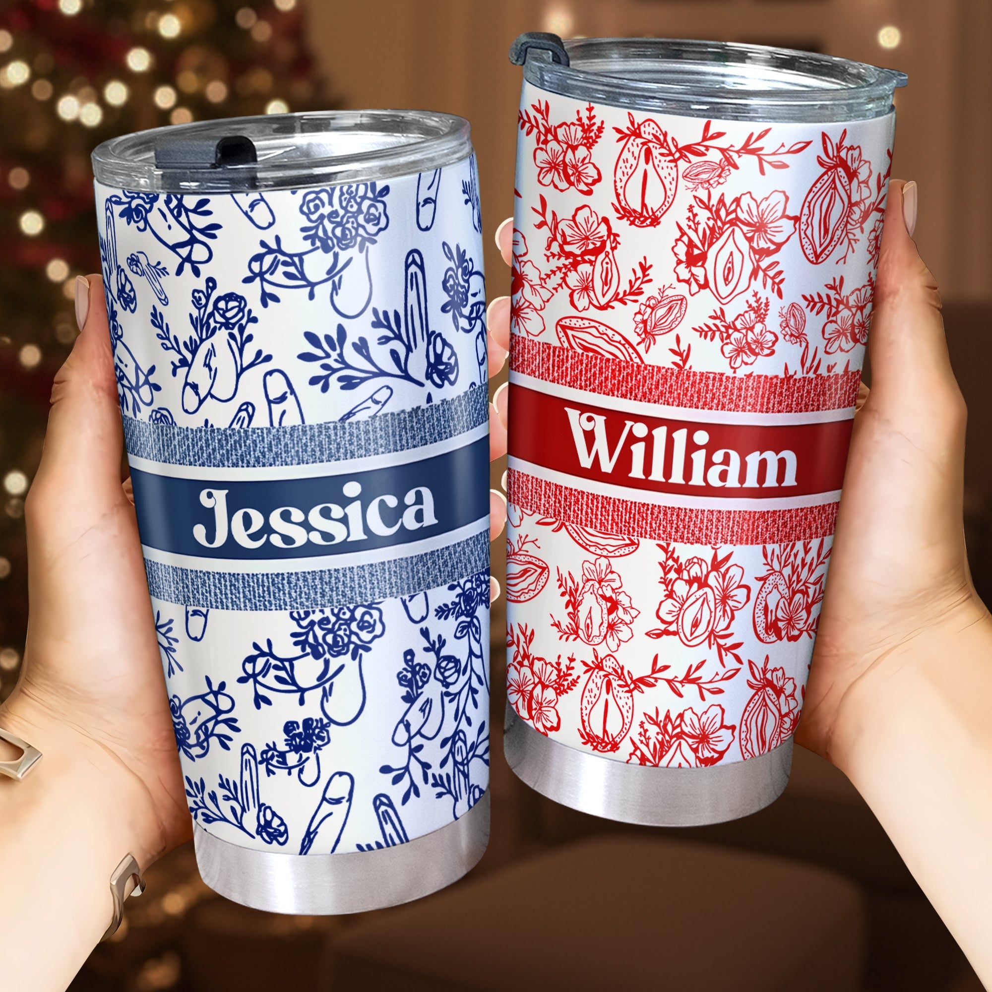 Playful Pattern Tumbler - Personalized Gifts For Couples 02LALU281025
