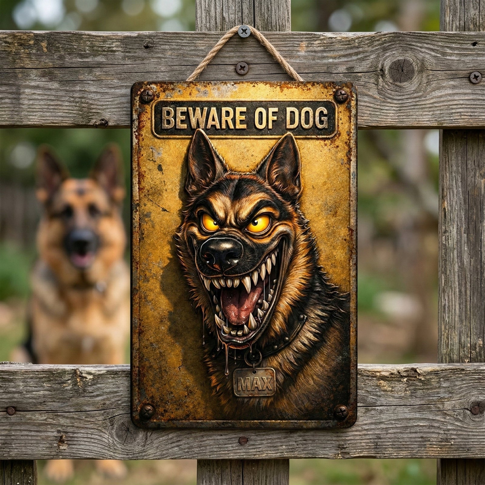Beware Of Dog Print Metal Sign - Custom Photo Gifts For Dog Lover Metal Sign 01TGQN040326