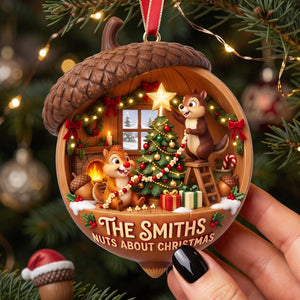 Chipmunks Couple Ornament - Personalized Gifts For Family Christmas Ornament 01HATA290826