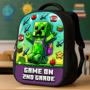 Green Pixel Hero School Bag - Personalized Gifts For Kids 02tgta070825
